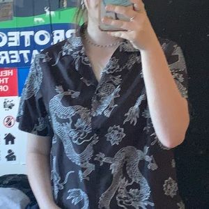 Dragon print button up shirt from romwe